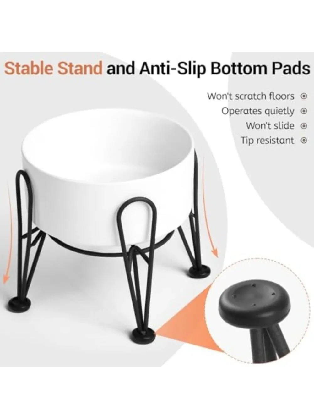 Elevated Ceramic Dog Bowls Set - Anti-Slip Metal Stand, 2 Pack for Small/Medium